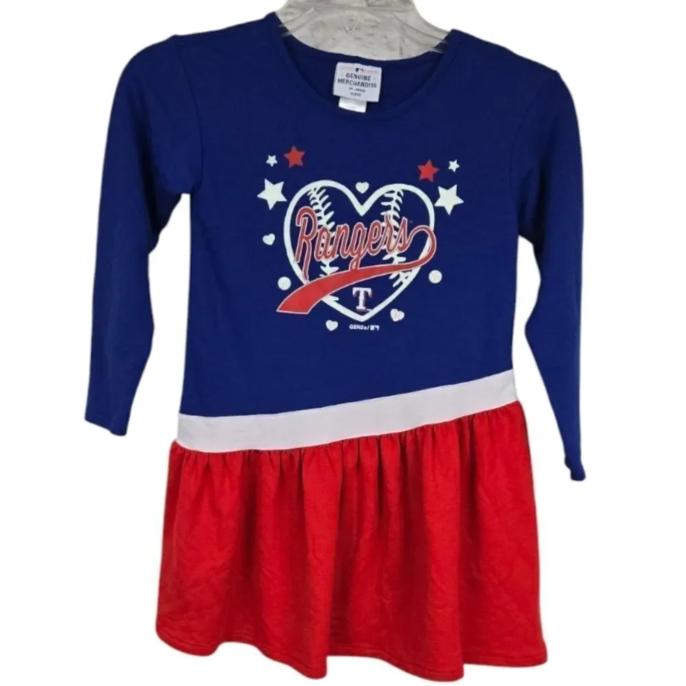 Genuine Merchandise Girls Texas Rangers Dress MLB Baseball Fan Knit Game Outfit